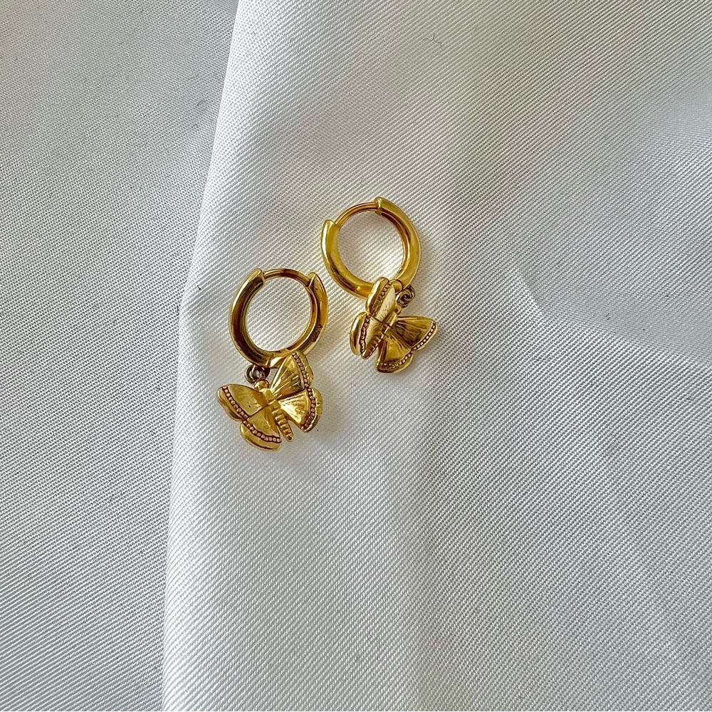 Gold Vermeil Silver Small Butterfly Hoops